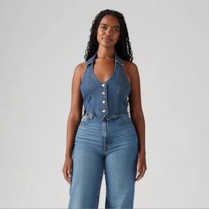 Levi’s Women’s Bria Denim Corset Halter T-Shirt - Cornerback Size XS NWOT